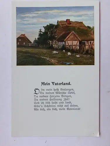 Alte AK Gedichtkarte Mein Vaterland Gehöft Reetdach [aW435]