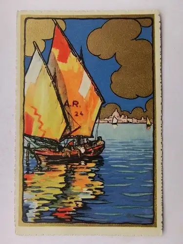 Alte AK Künstlerkarte Segelboote [aW473]