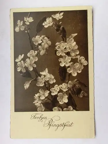 Alte AK Grußkarte Frohes Pfingstfest Obstbaum-Blüten 1937 [aW479]