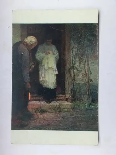 Alte AK Künstlerkarte Jos. Mandl Letzter Trost Pfarrer Priester [aW480]