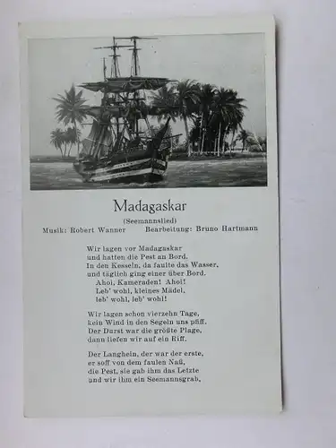 Alte AK Liedkarte Seemannslied „Wir lagen vor Madagaskar“ [aW486]