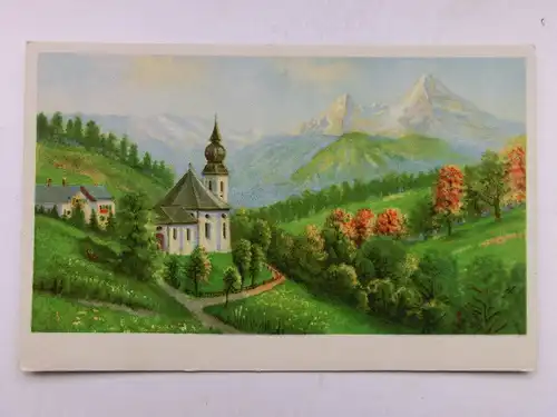 Alte AK Berchtesgaden Kirche Berge Maria Gern ?? [aW492]