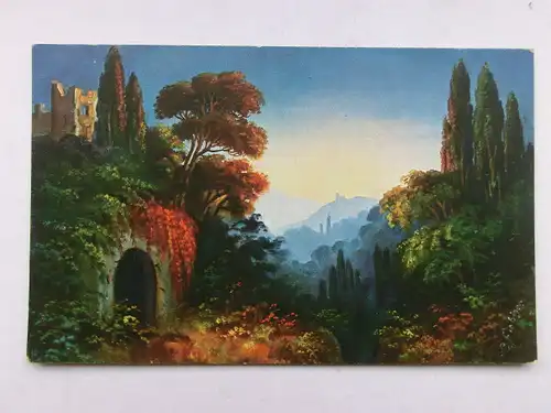 Alte AK Künstlerkarte Landschaft Ruine G. Fiebiger [aW497]