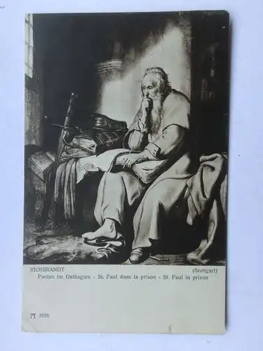 Alte AK Künstlerkarte Rembrandt Paulus im Gefängnis [aW506]