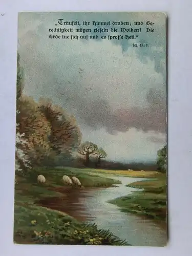 Alte AK Künstlerkarte Psalm Schafe Bach Weide 1924 [aW511]