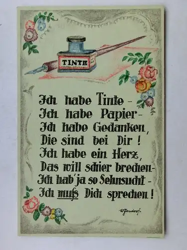 Alte AK Gedichtkarte W. Jondorf geb. Nürnberg [aW514]