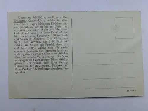 Alte AK Strasburg Uckermark Kunstuhr Uhr Strohhalme Modellbau [aW524]