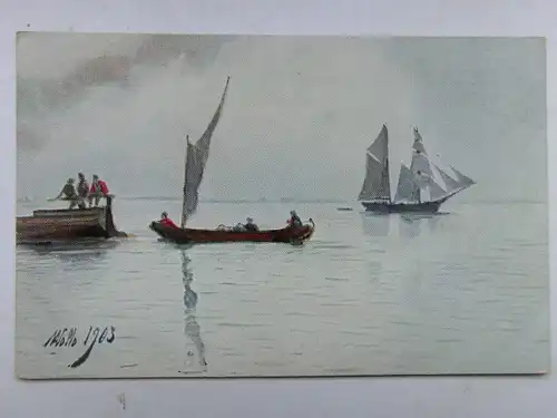 Alte AK Künstlerkarte C. Logorio Segelboot Segelschiff [aW526]
