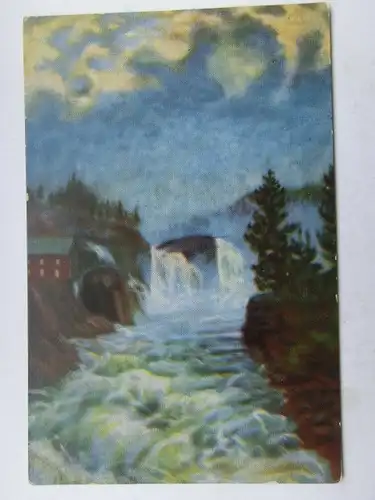 Alte AK Künstlerkarte Wasserfall Fluß  [aW549]