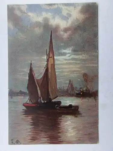 Alte AK Künstlerkarte Segelboote [aW556]