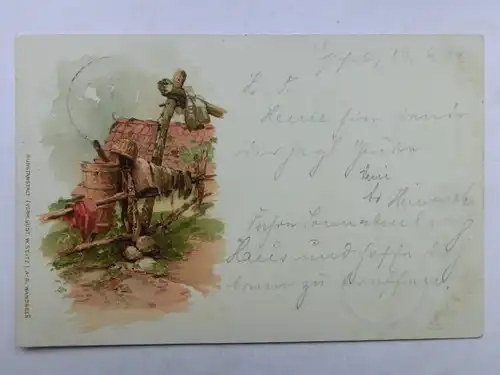 Alte AK Grußkarte Lithographie Wegrand 1899 [aW564]