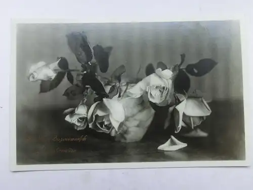Alte AK Grußkarte Konfirmation Rosen in Vase [aW566]