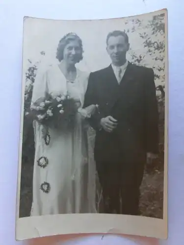 Alte AK Foto Brautpaar Hochzeit [D879]