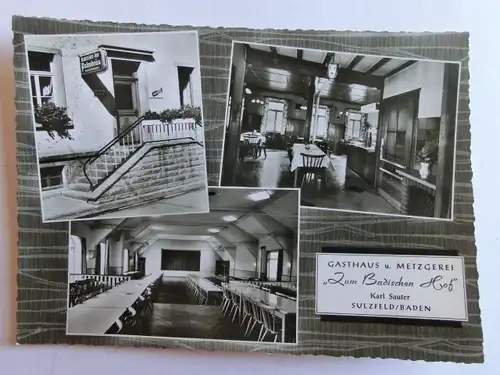 Alte AK Sulzfeld Gasthaus Metzgerei Zum badischen Hof [D445]