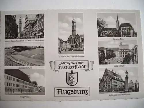 Alte AK Augsburg Mehrbildkarte [D135]