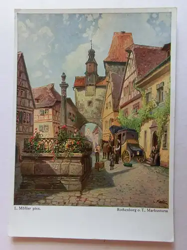 Alte AK Gemäldekarte Louis Mößler Rothenburg Tauber [D974]