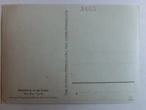 Alte AK Gemäldekarte Paul Sollmann Rothenburg Tauber [D975]