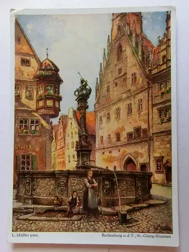 Alte AK Gemäldekarte Louis Mößler Rothenburg Tauber [D977]