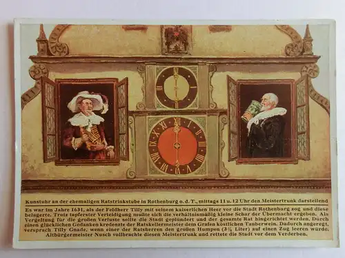 Alte AK Rothenburg Kunstuhr Ratstrinkstube Uhr Uhren [D979]