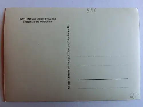 Alte AK Rothenburg Tauber Röderbogen Markusturm [D984]