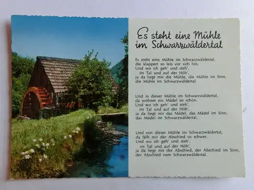 Alte AK Schwarzwald Mühle Lied Text Gedicht [D768]