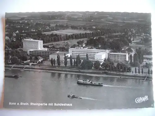 Alte AK Bonn Rheinpartie mit Bundeshaus [F1065]