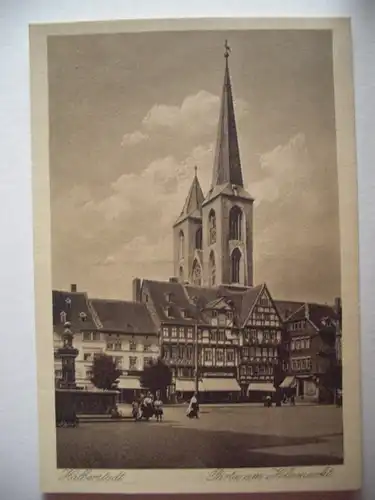 Alte AK Halberstadt Partie am Holzmarkt [T136]