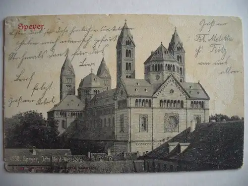 Alte AK Speyer Dom Nord-Westseite um 1900 [T142]