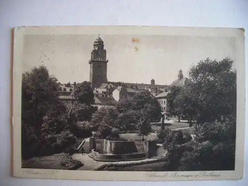 Alte AK Plauen Schmidt-Brunnen Rathaus  1930 [T260]