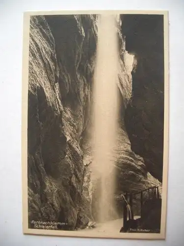 Alte AK Garmisch Partenkirchen Partnachklamm um Schleierfall 1925 [T396]