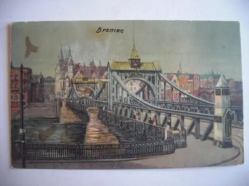 Alte AK Bremen Große Weserbrücke (fleckig u. berieben) [T474]