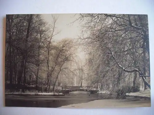 Alte AK Fotokarte Unbekannter Ort Park Brücke  [T491]