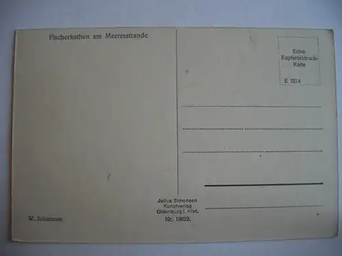 Alte AK Fischerkaten am Meeresstrande Reetdachhaus [T497]