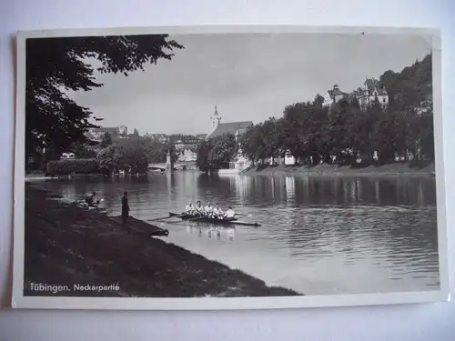 Alte AK Tübingen Neckarpartie Ruderboot Ruderer 1938 [T80]