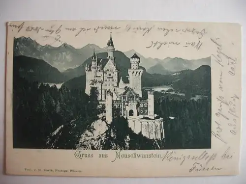 Alte AK Füssen Schloß Neuschwanstein 1905 [T546]
