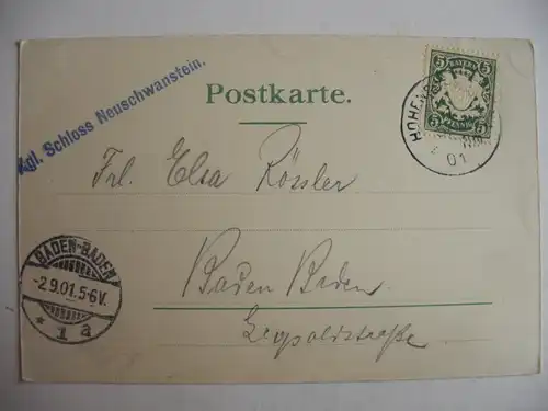 Alte AK Füssen Schloß Neuschwanstein 1905 [T546]
