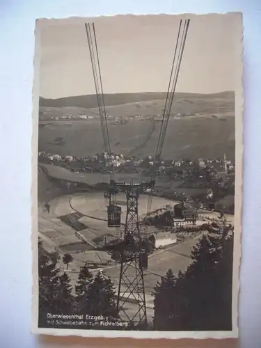 Alte AK Oberwiesenthal Schwebebahn Erzgebirge um 1935 [F840]