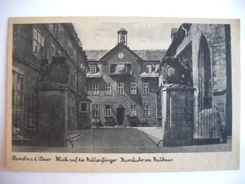 Alte AK Hameln Rattenfänger Kunstuhr Rathaus um 1930 [F1039]