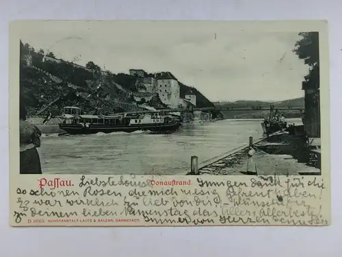 Alte AK Passau Donaustrand 1908 [aW577]