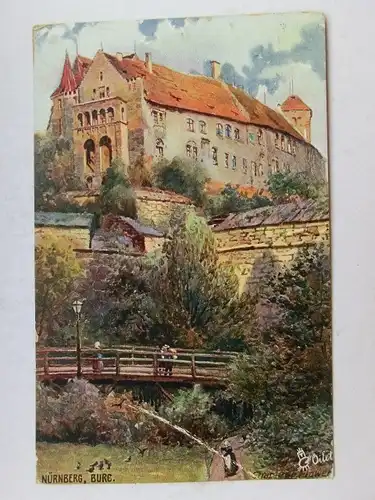 Alte AK Nürnberg Burg Tucks Postkarte (m. Knick) [aW616]