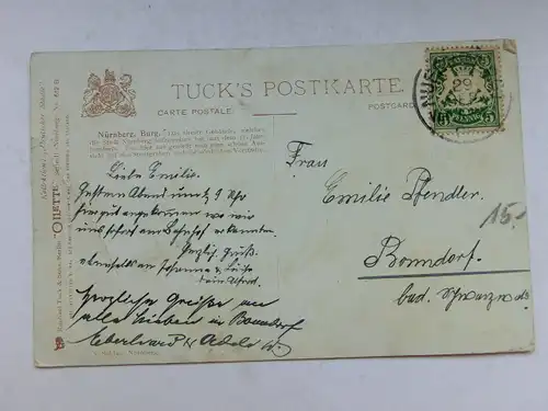 Alte AK Nürnberg Burg Tucks Postkarte (m. Knick) [aW616]