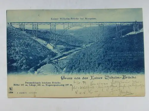 Alte AK Müngsten Kaiser Wilhelm Brücke um 1900 [aW635]