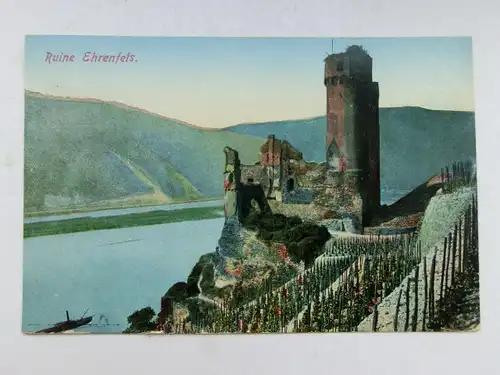 Alte AK Ruine Ehrenfels Rhein Rüdesheim [aW638]