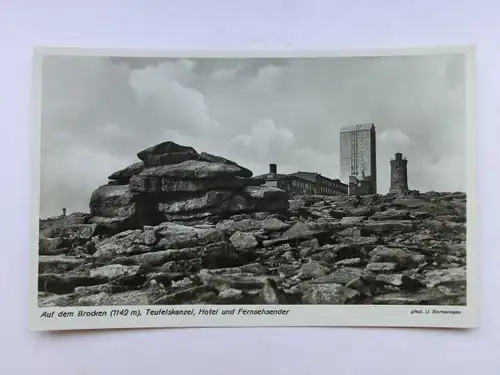 Alte AK Brocken Harz Teufelskanzel Hotel Fernsehsender [aW655]