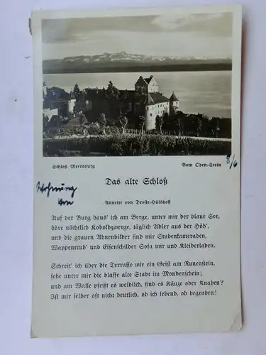 Alte AK Schloß Meersburg Bodensee mit Text Droste-Hülshoff [aW673]