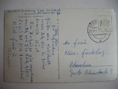 Alte AK Mannheim Friedrichsplatz Wasserturm [P538]