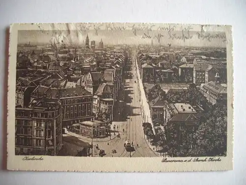 Alte AK Karlsruhe Panorama 1912 (AK beschädigt) [P554]