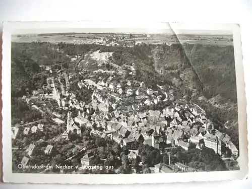 Alte AK Oberndorf Neckar Fliegeraufnahme (m. Knickfalte) [P562]