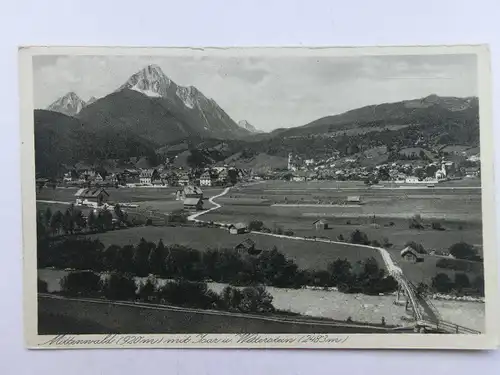 Alte AK Mittenwald mit Isar u. Wetterstein [aW766]