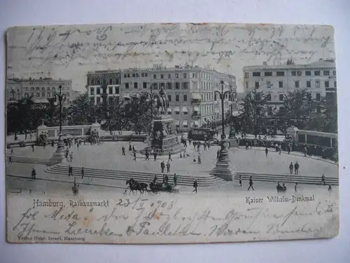 Alte AK Hamburg Rathausmarkt 1908 (fleckig) [P932]